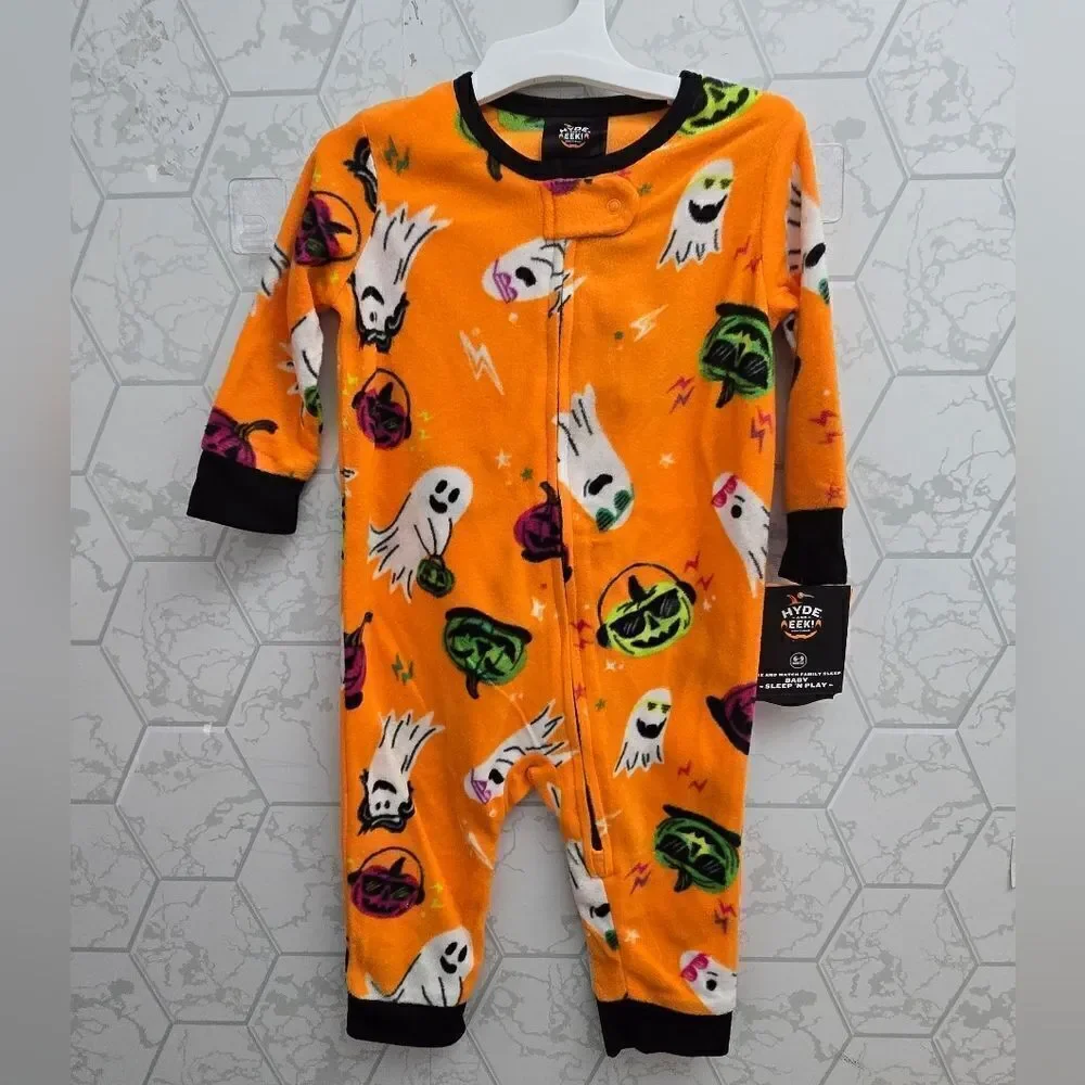 New Ghost Micro Fleece Unisex Halloween Pajama Union Hyde & EEk, Sz 6-9 months